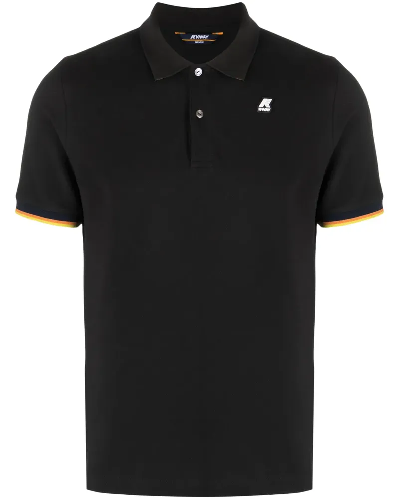 K-Way Poloshirt mit Logo-Patch - Schwarz Schwarz