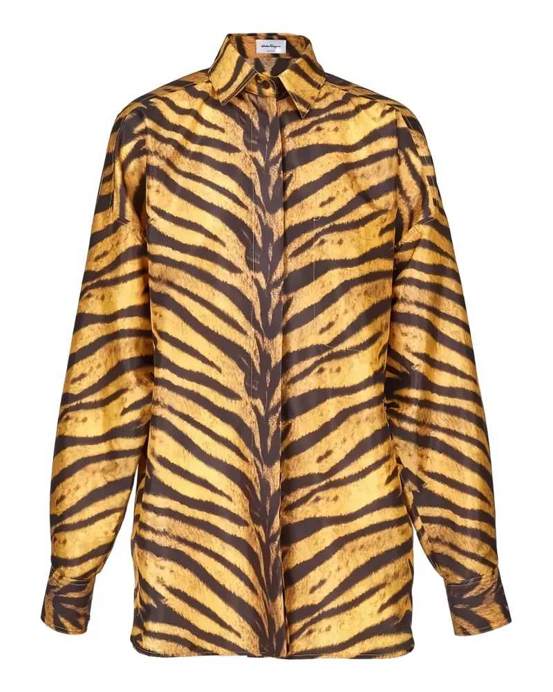 Ferragamo Hemd mit Tiger-Print - Gelb Gelb