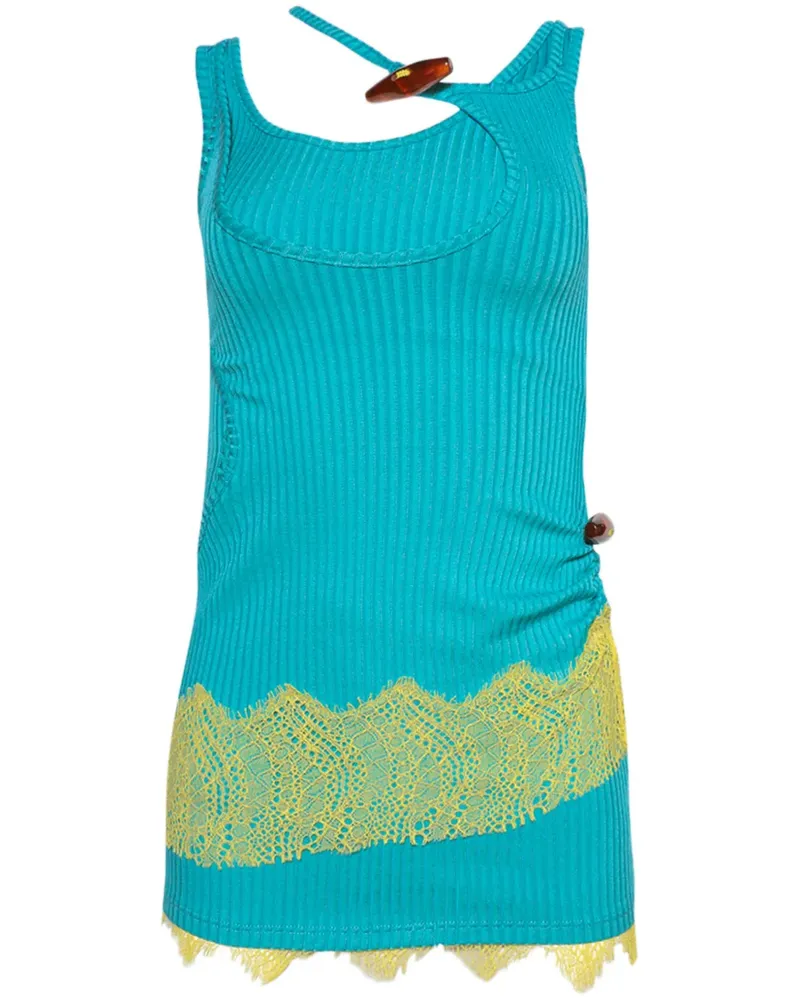 Christopher Esber Geripptes Minikleid mit Spitzenbesatz - Blau Blau