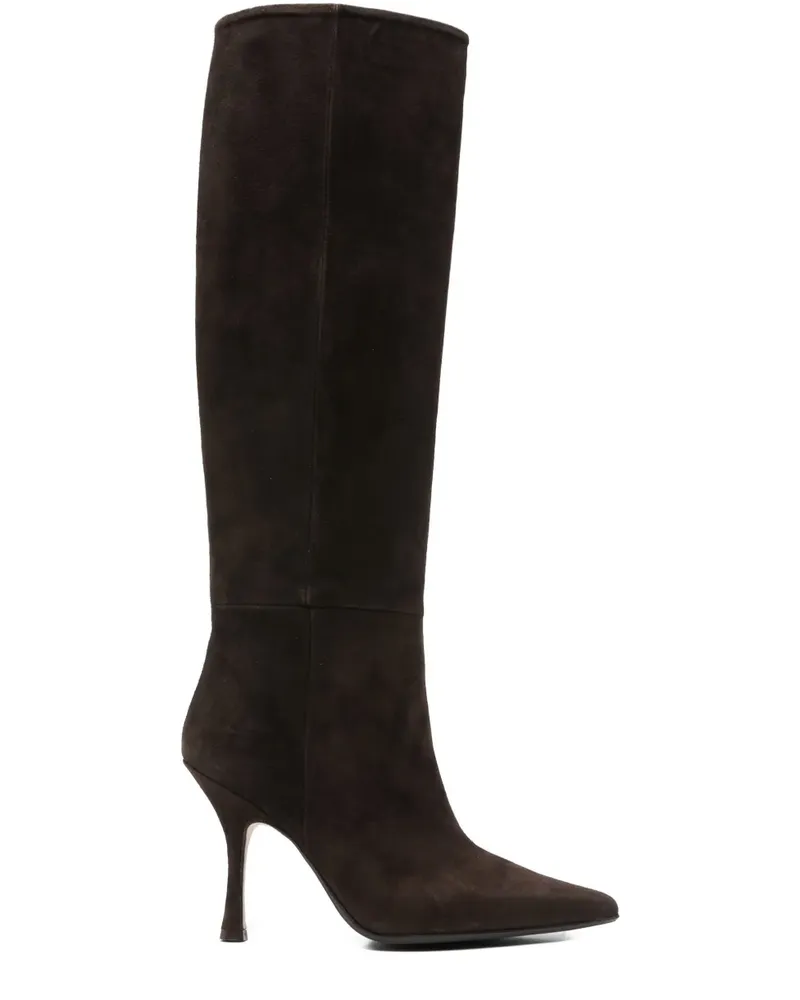 Anna F. Kniehohe Stiefel mit spitzer Kappe - Braun Braun