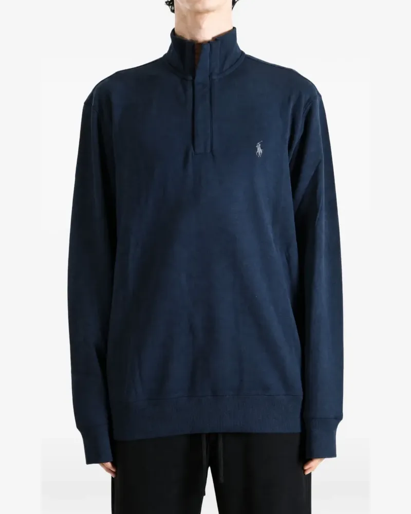 Ralph Lauren Bestickter Pullover mit Viertelreißverschluss - Blau Blau