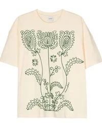 Nanushka Wren T-Shirt mit Blumenstickerei Nude