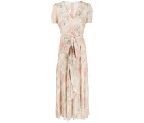 Geblümtes Metallic-Kleid - Rosa