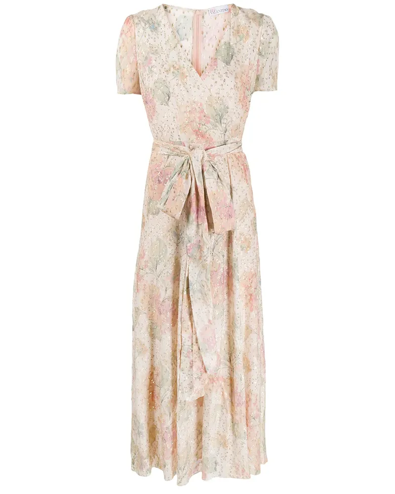 RED Valentino Geblümtes Metallic-Kleid - Rosa Rosa