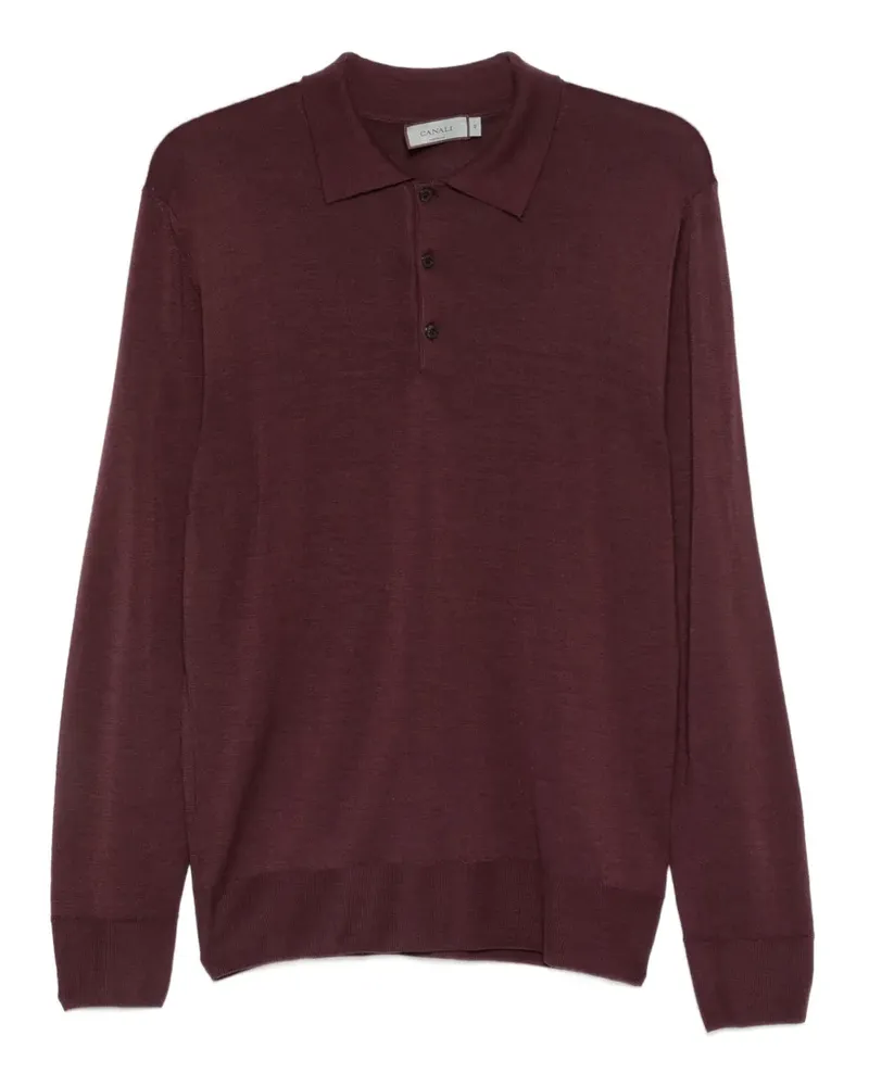 Canali Langärmeliges Poloshirt - Violett Violett