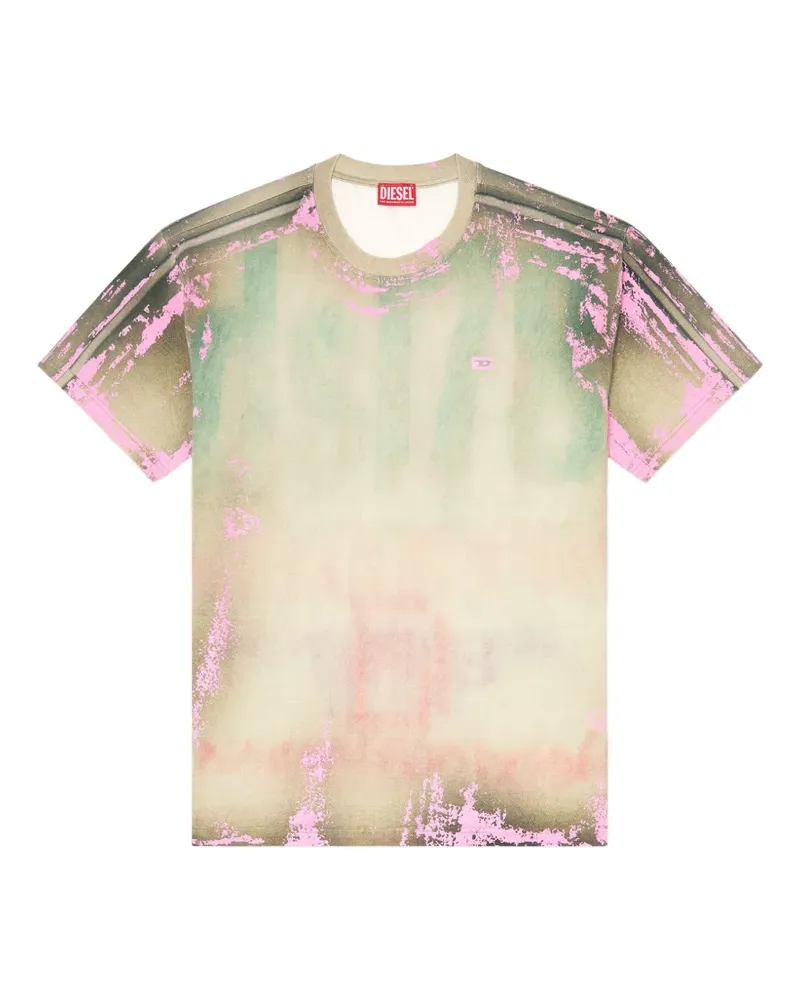 Diesel T-Shirt aus Jersey mit Riss-Effekt - Nude Nude