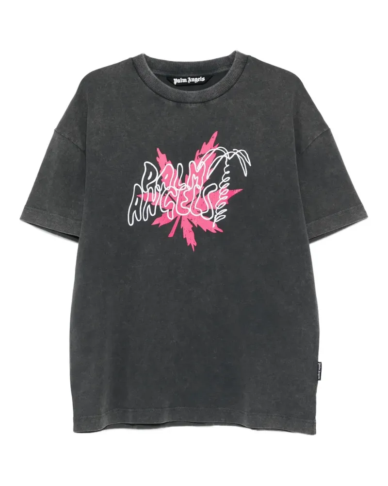 Palm Angels logo-print faded-effect T-shirt - Grau Grau