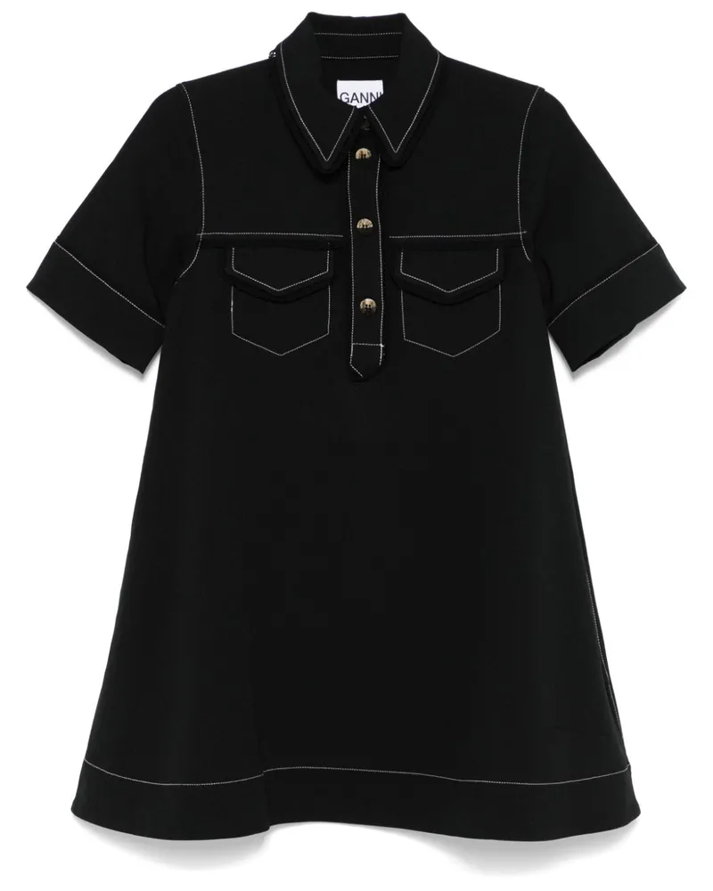Ganni Minikleid aus Krepp - Schwarz Schwarz