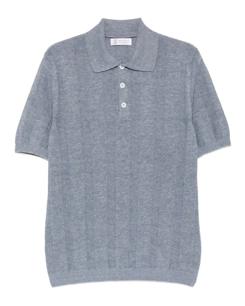 Brunello Cucinelli stripe-knit polo shirt - Blau Blau