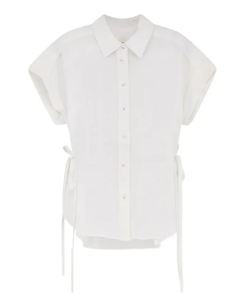 Closed tie-detail linen shirt - Weiß Weiß