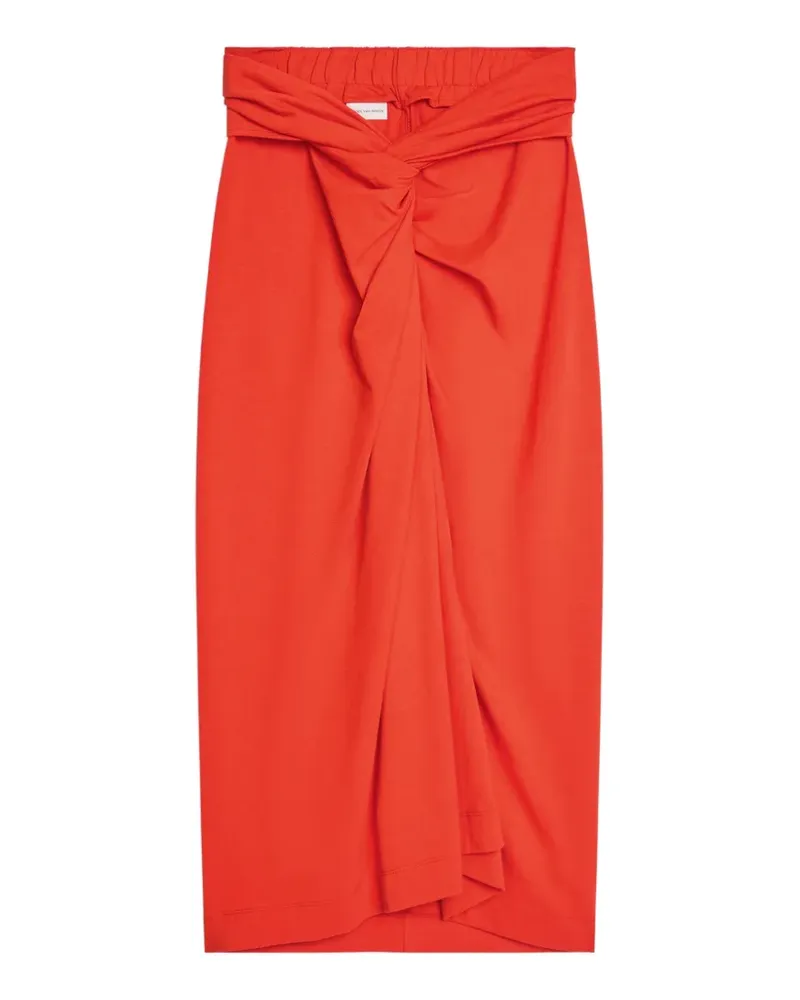 Dries van Noten Jersey-Midirock mit Knoten - Rot Rot