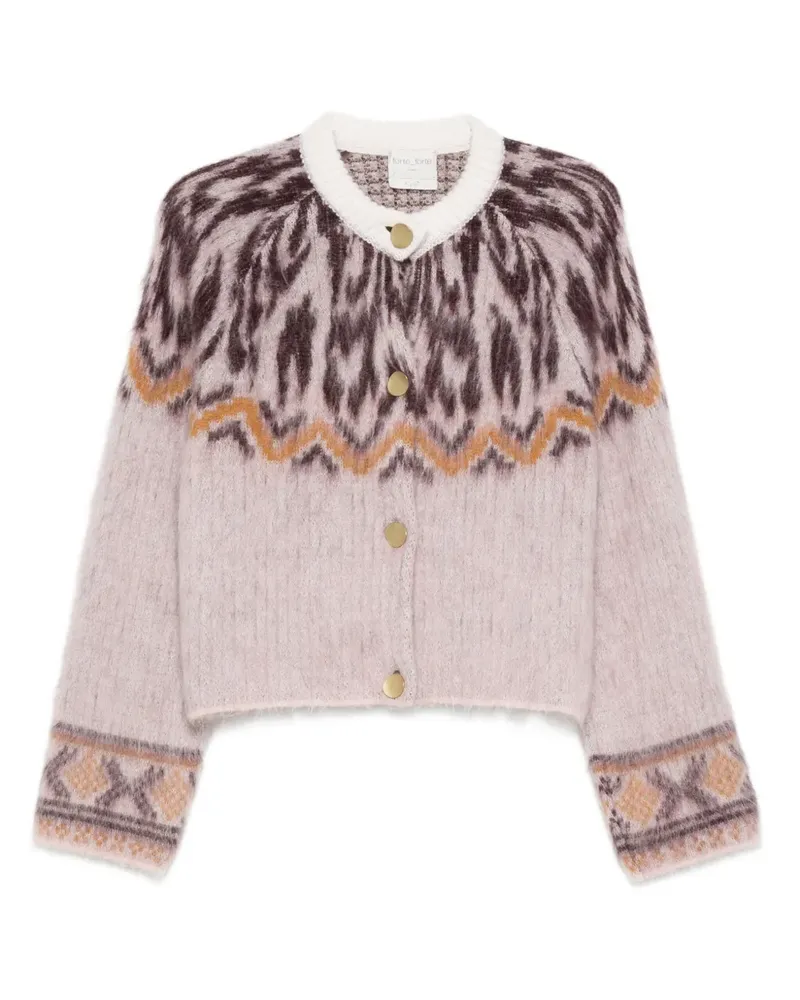 forte_forte Gemusterter Cardigan - Rosa Rosa