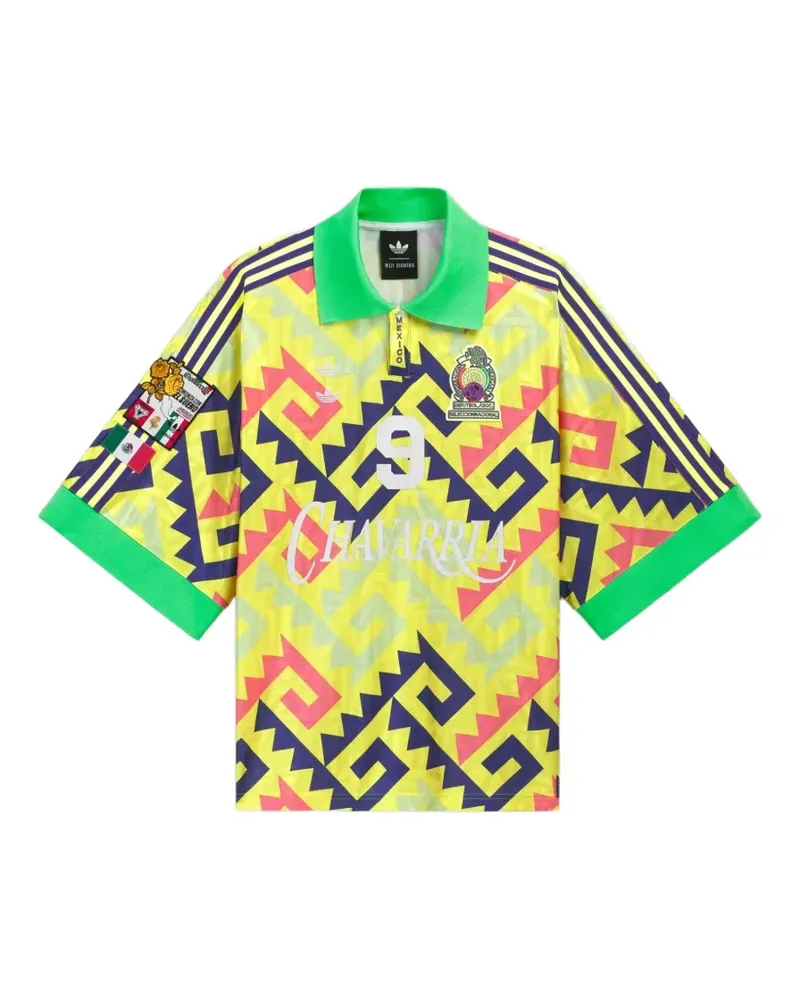 adidas x Willy Chavarria AOP goalkeeper geometric-print T-shirt - Gelb Gelb