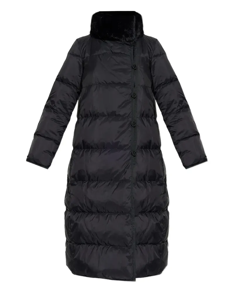 Emporio Armani Gesteppter Mantel mit Pelzbesatz - Schwarz Schwarz