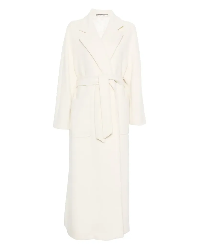 Tagliatore virgin wool belted trench coat - Weiß Weiß