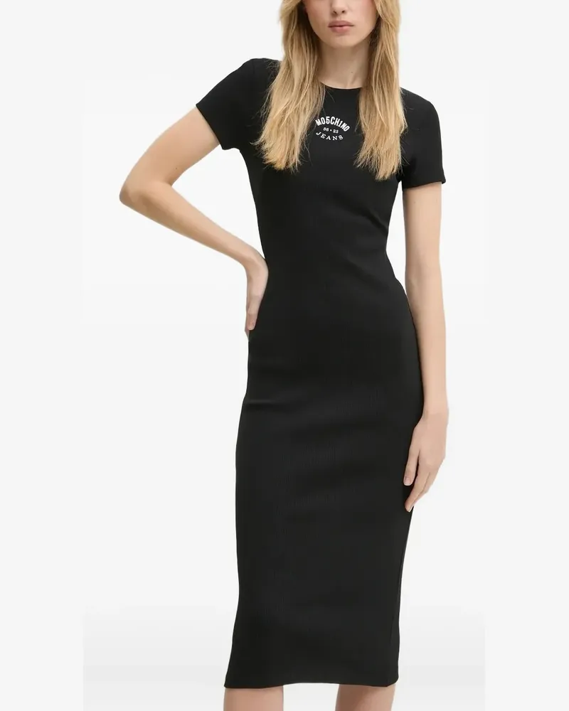 Moschino Geripptes Kleid - Schwarz Schwarz