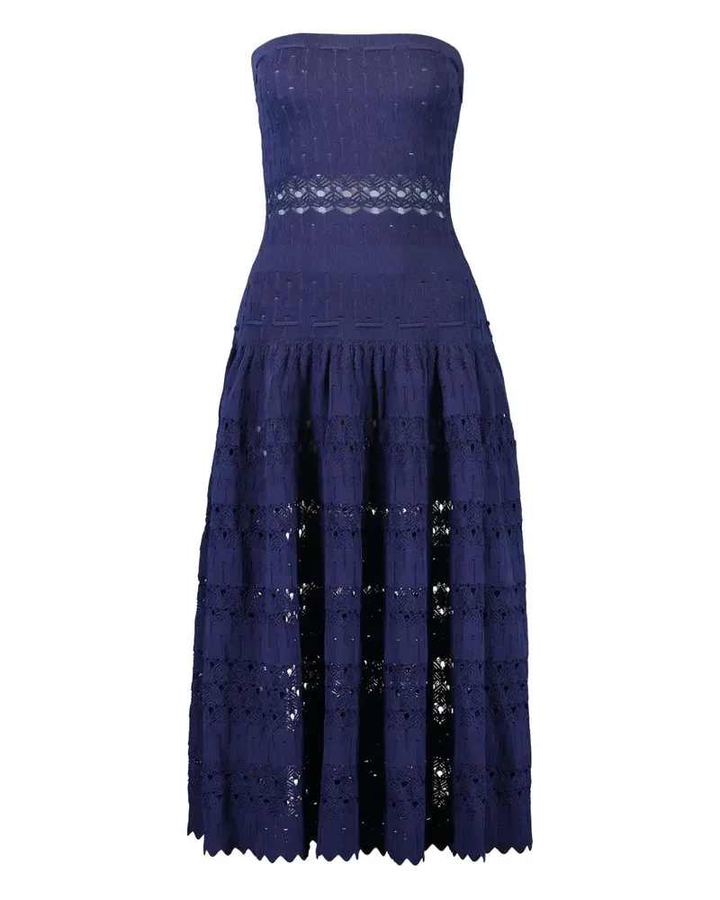 Alexis strapless open-knit dress - Blau Blau