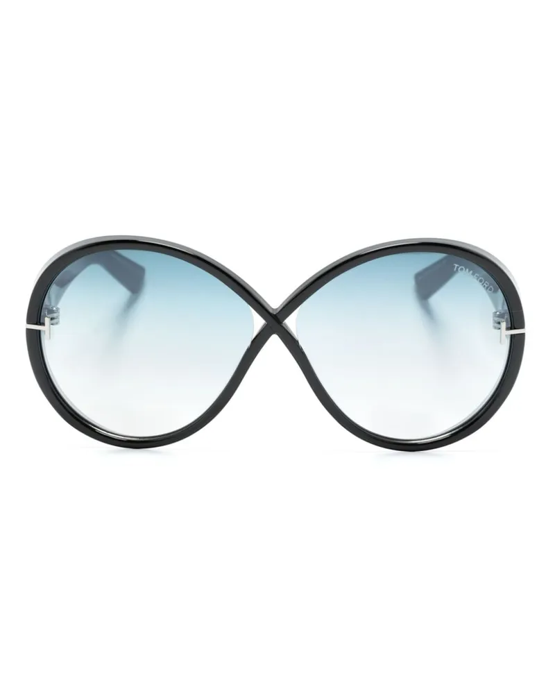 Tom Ford Edie Sonnenbrille mit rundem Gestell - Schwarz Schwarz