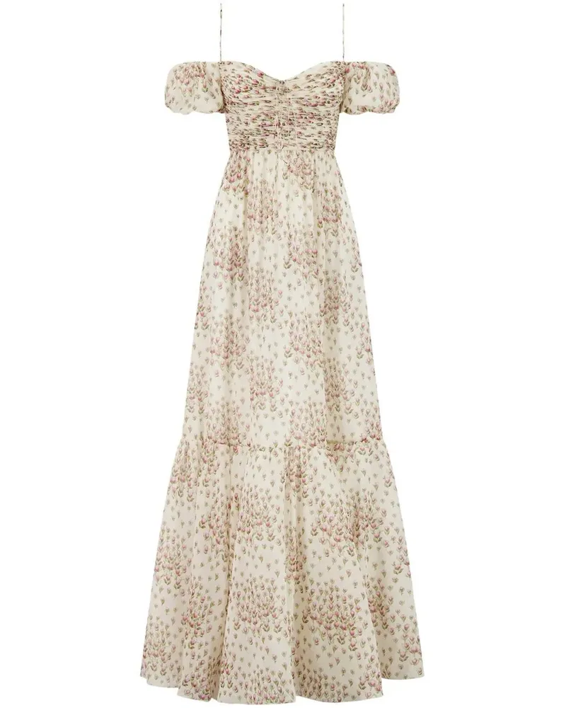 Giambattista Valli Maxikleid mit Blumen-Print - Weiß Weiß