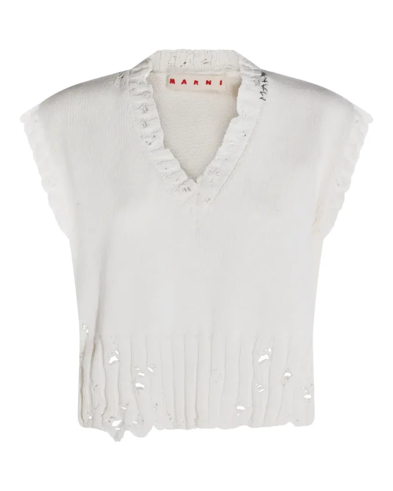 Marni V-neck distressed top - Weiß Weiß