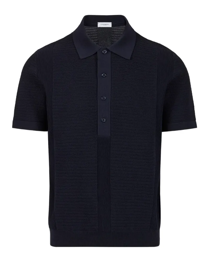 Paolo Pecora Milano textured-knit polo shirt - Blau Blau