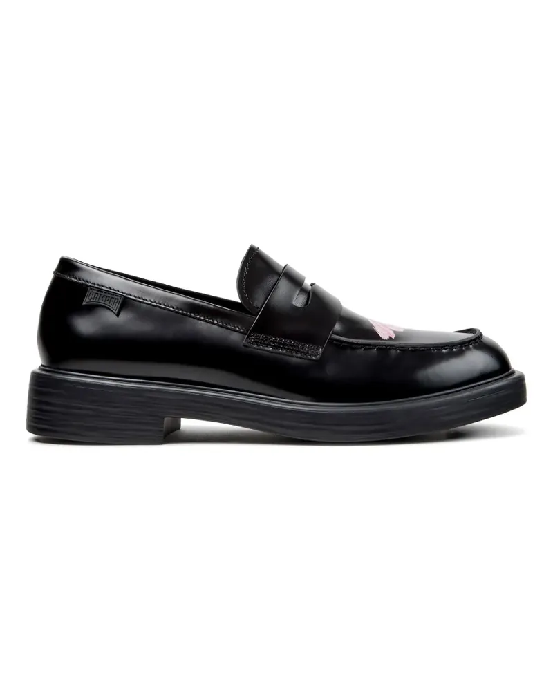 Camper Loafer mit floralem Print - Schwarz Schwarz