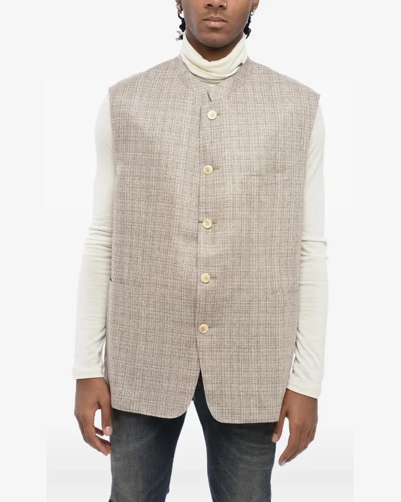 Corneliani Mandarin-collar silk waistcoat - Nude Nude