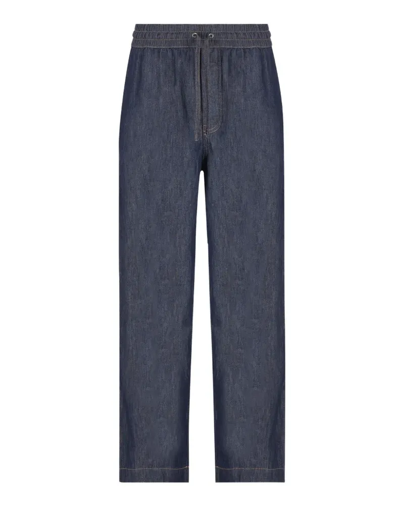 Loewe logo-embroidered drawstring trousers. - Blau Blau