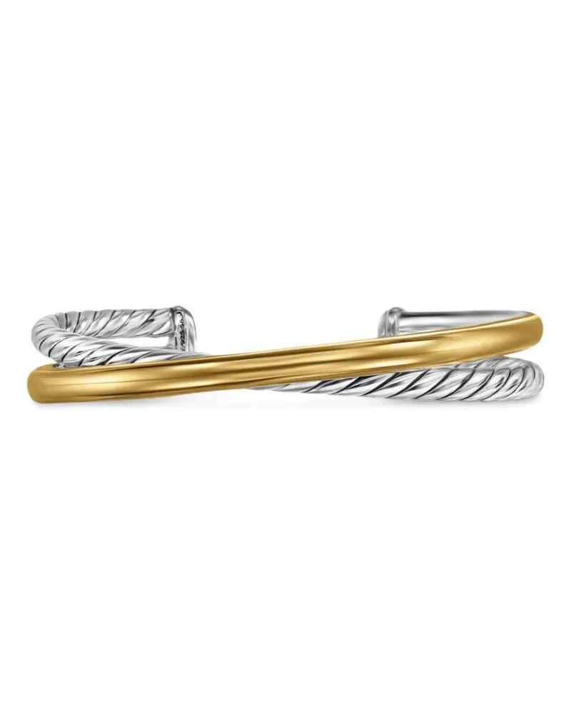David Yurman Crossover Two Row Armspange aus 14kt Gelbgold und Sterlingsilber (11mm Silber
