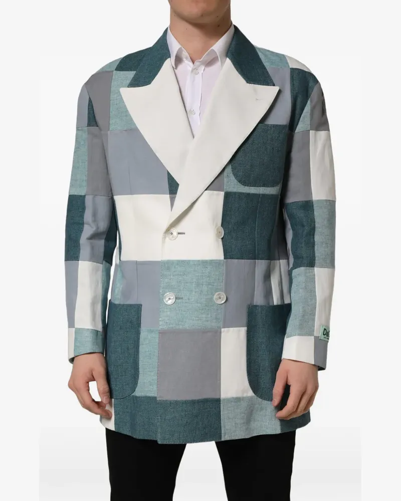 Dolce & Gabbana patchwork double-breasted jacket - Blau Blau