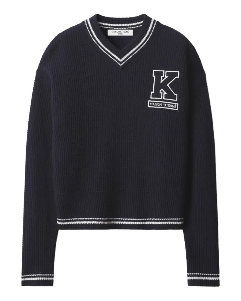 Kitsuné Pullover mit V-Ausschnitt - Blau Blau