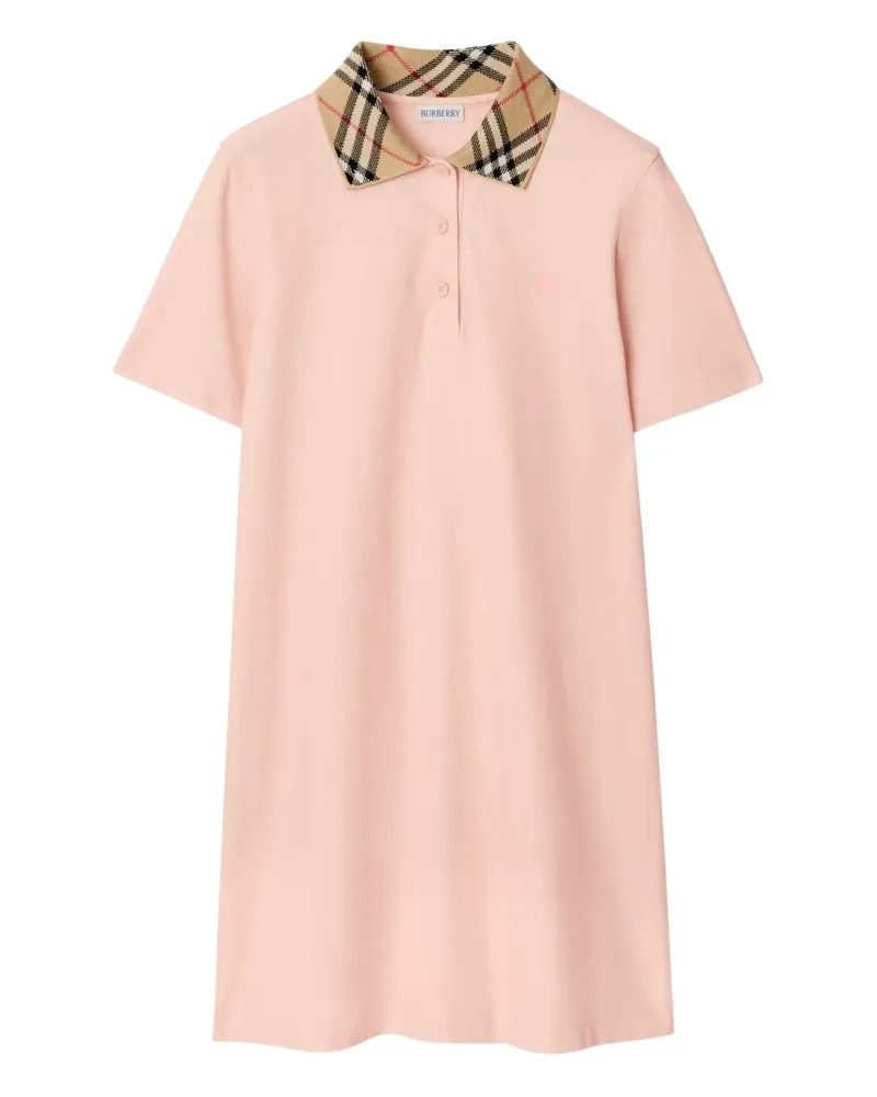 Burberry check-collar cotton polo shirt mini dress - Rosa Rosa