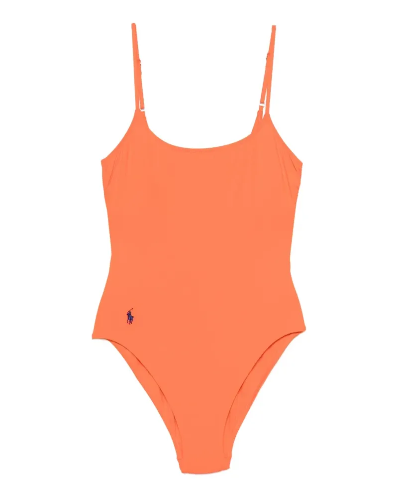 Ralph Lauren logo-embroidered scoop-neck swimsuit - Orange Orange