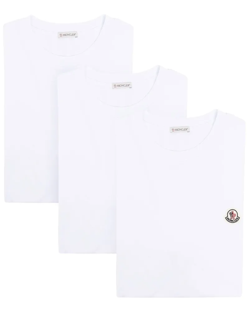 Moncler T-Shirt mit Logo-Patch - Weiß Weiß