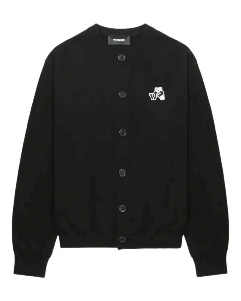 WE 11 DONE Cardigan mit Teddy-Logo - Schwarz Schwarz