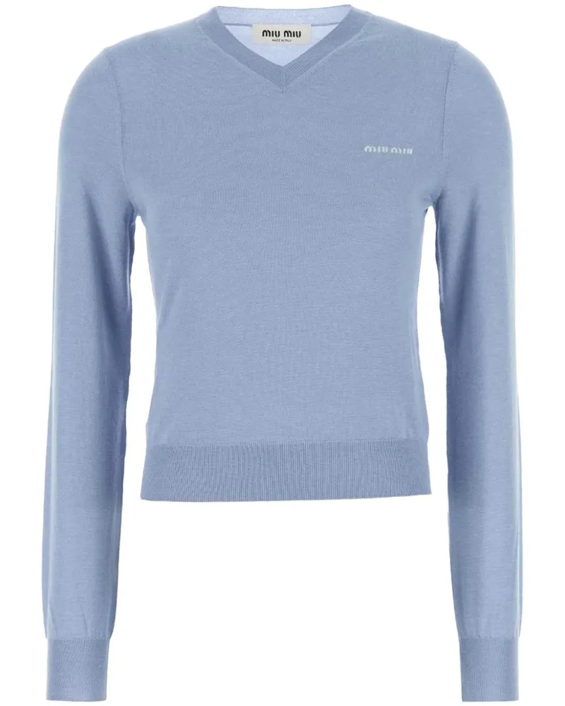 Miu Miu Pullover mit V-Ausschnitt - Blau Blau