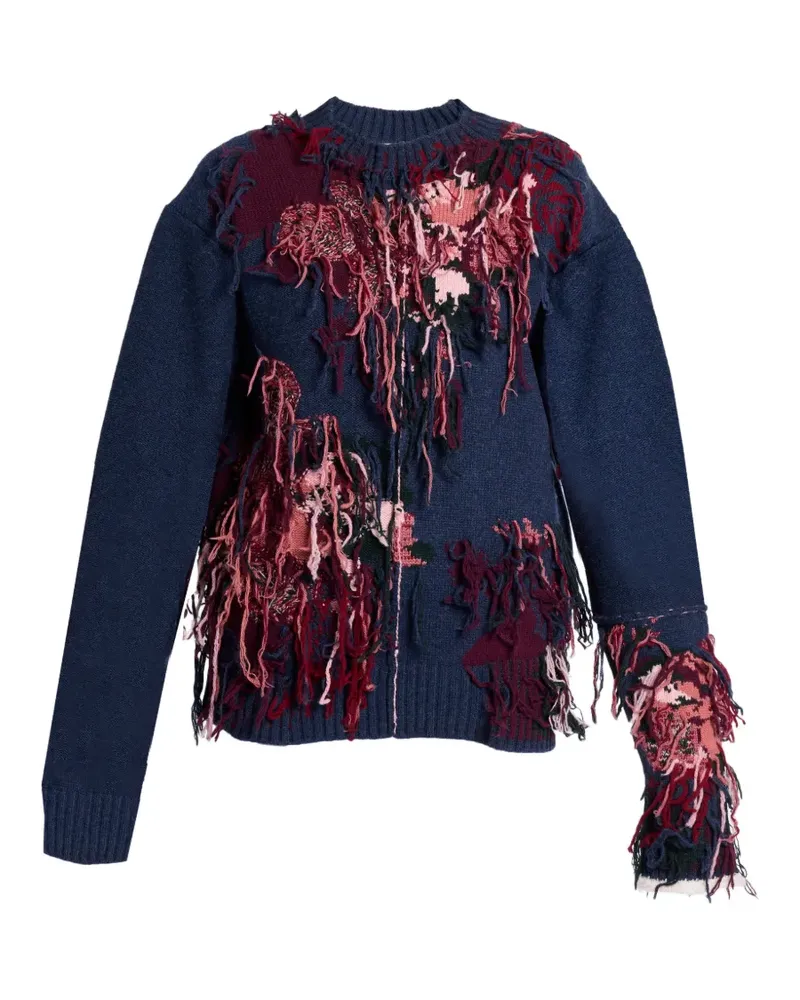 Erdem Ausgefranster Intarsien-Pullover - Blau Blau