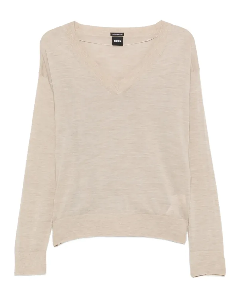 HUGO BOSS Pullover mit V-Ausschnitt - Nude Nude