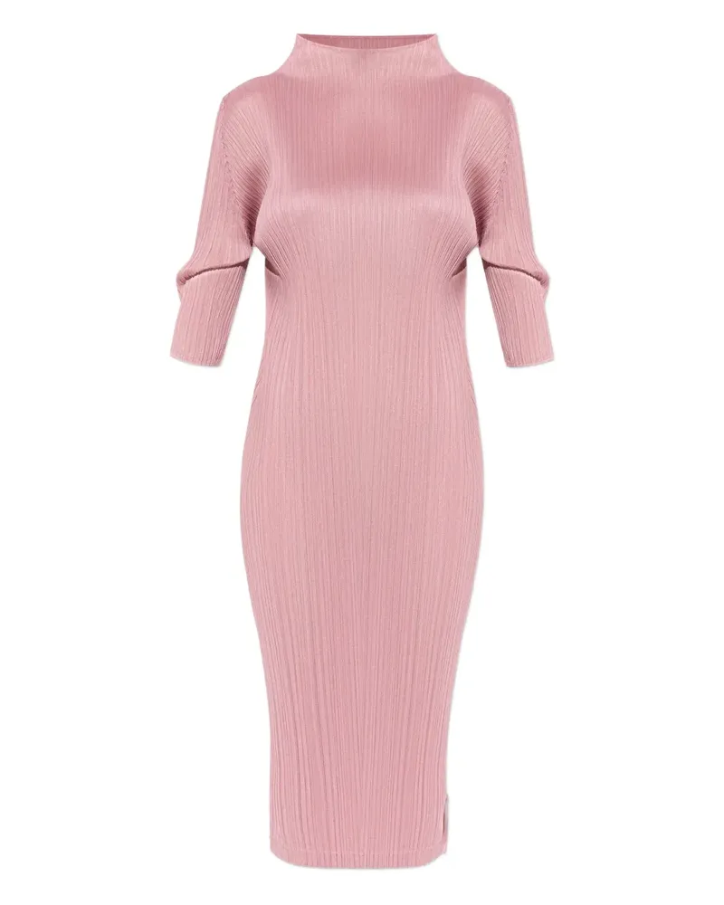 Issey Miyake Midikleid mit Stehkragen - Rosa Rosa