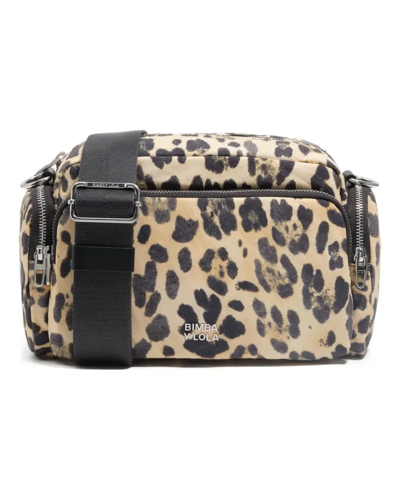 BIMBA Y LOLA leopard-print double-zip cross body bag - Nude Nude