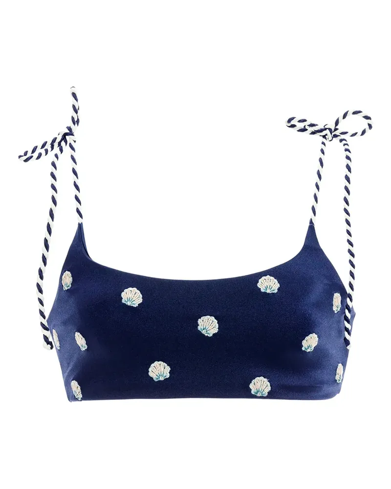 AGUA BENDITA Aya Bikinioberteil aus Seide - Blau Blau