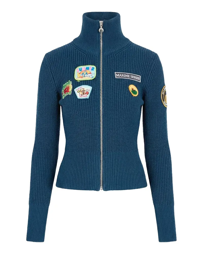 Marine Serre deadstock scout patches cardigan - Blau Blau