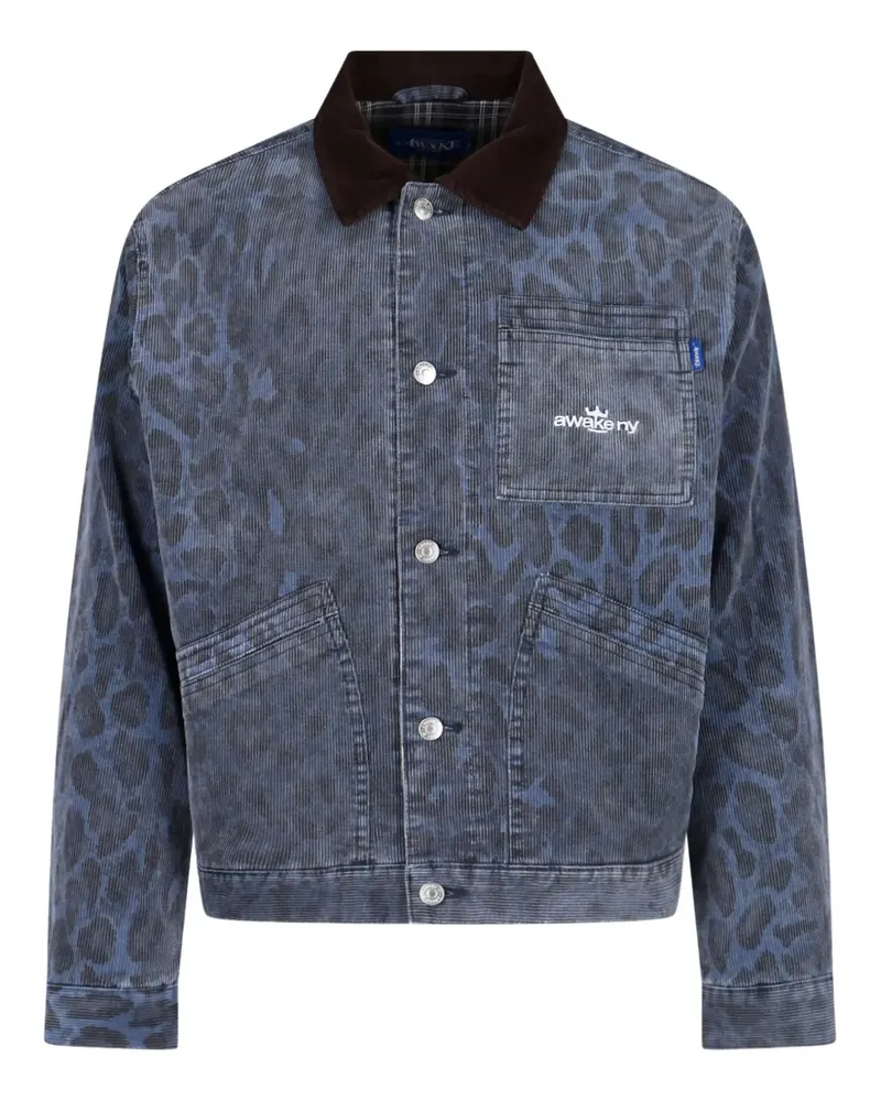 AWAKE NY NY Jeansjacke mit Leoparden-Print - Blau Blau