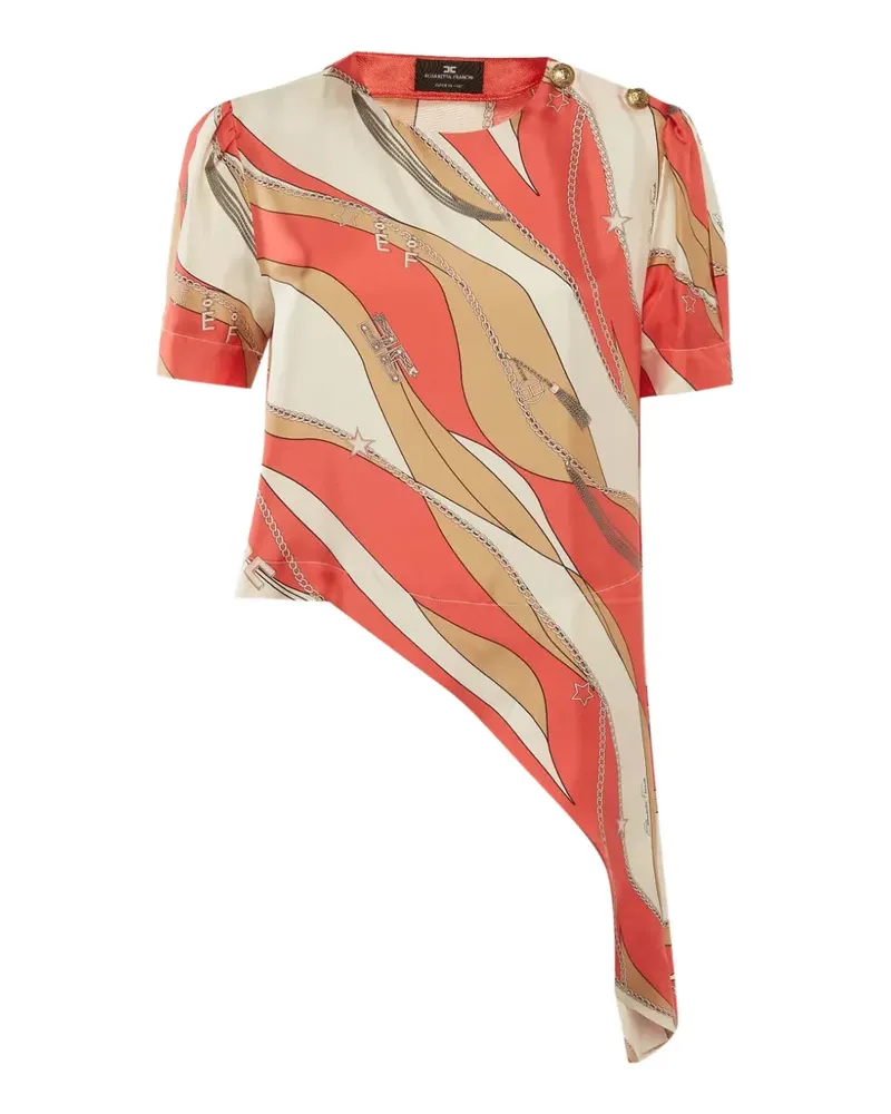 Elisabetta Franchi printed asymmetric top - Orange Orange