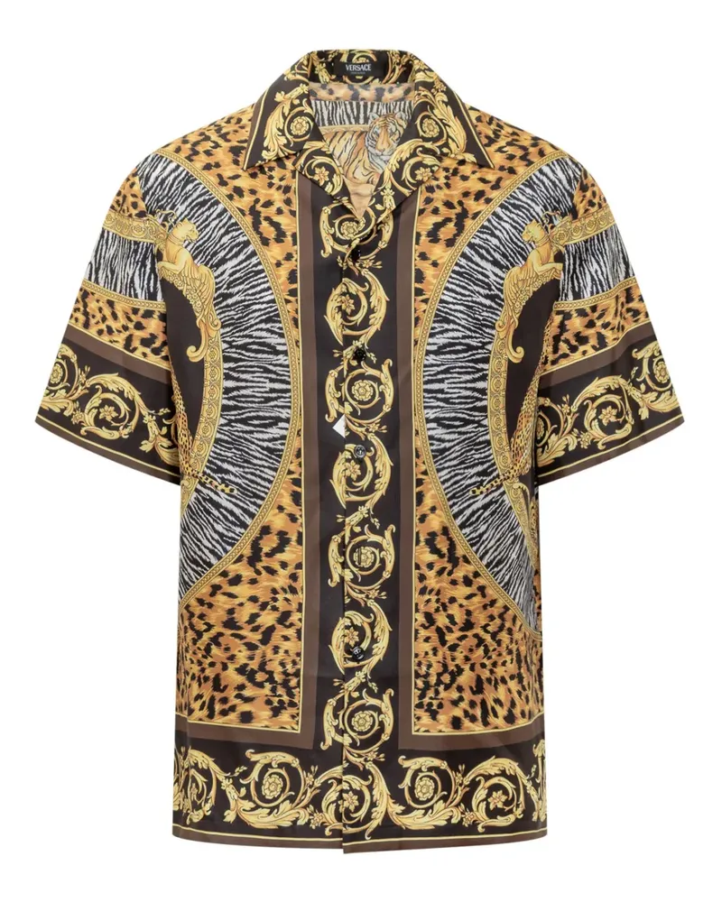 Versace Hemd mit Leoparden-Print - Schwarz Schwarz