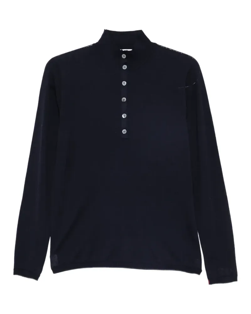 Liviana Conti Geknöpfter Pullover mit Stehkragen - Blau Blau