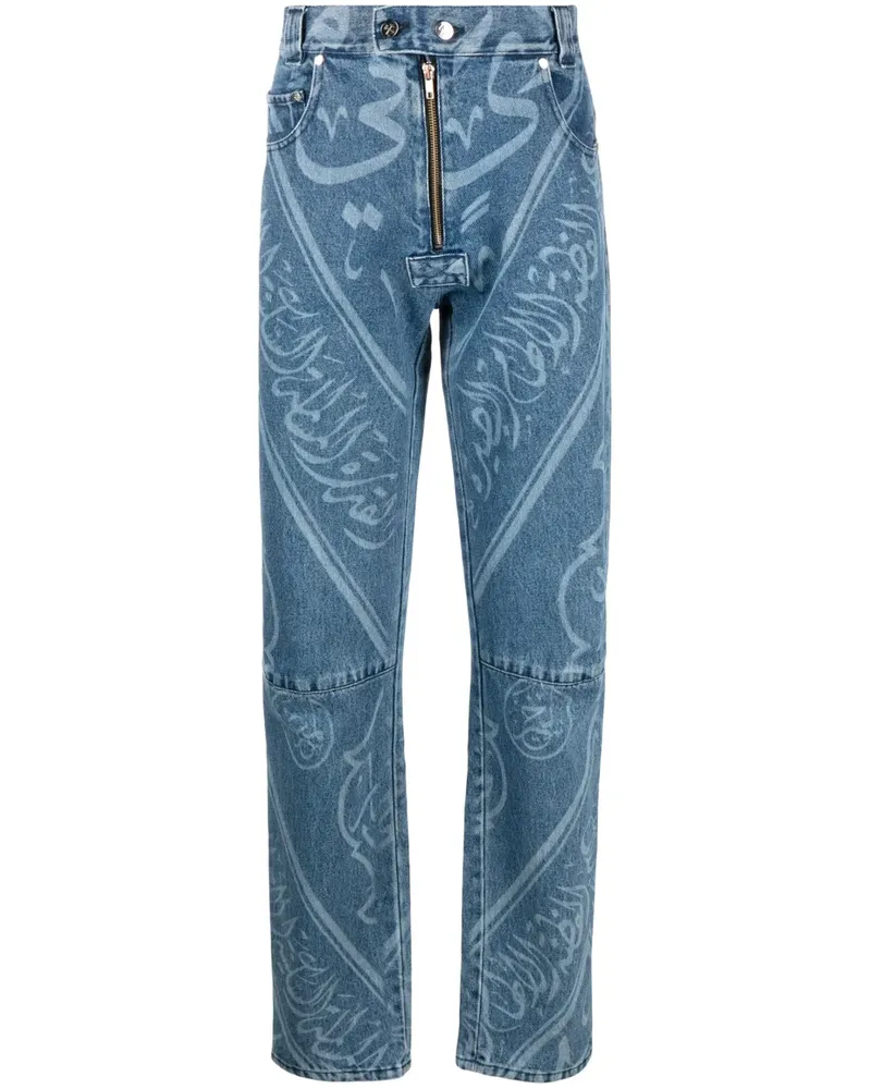 GmbH Straight-Leg-Jeans mit Print - Blau Blau