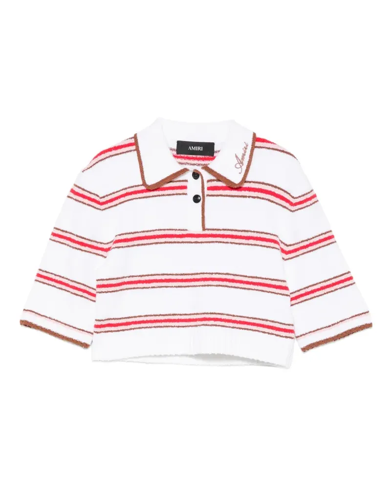 Amiri striped logo-embroidered polo top - Weiß Weiß