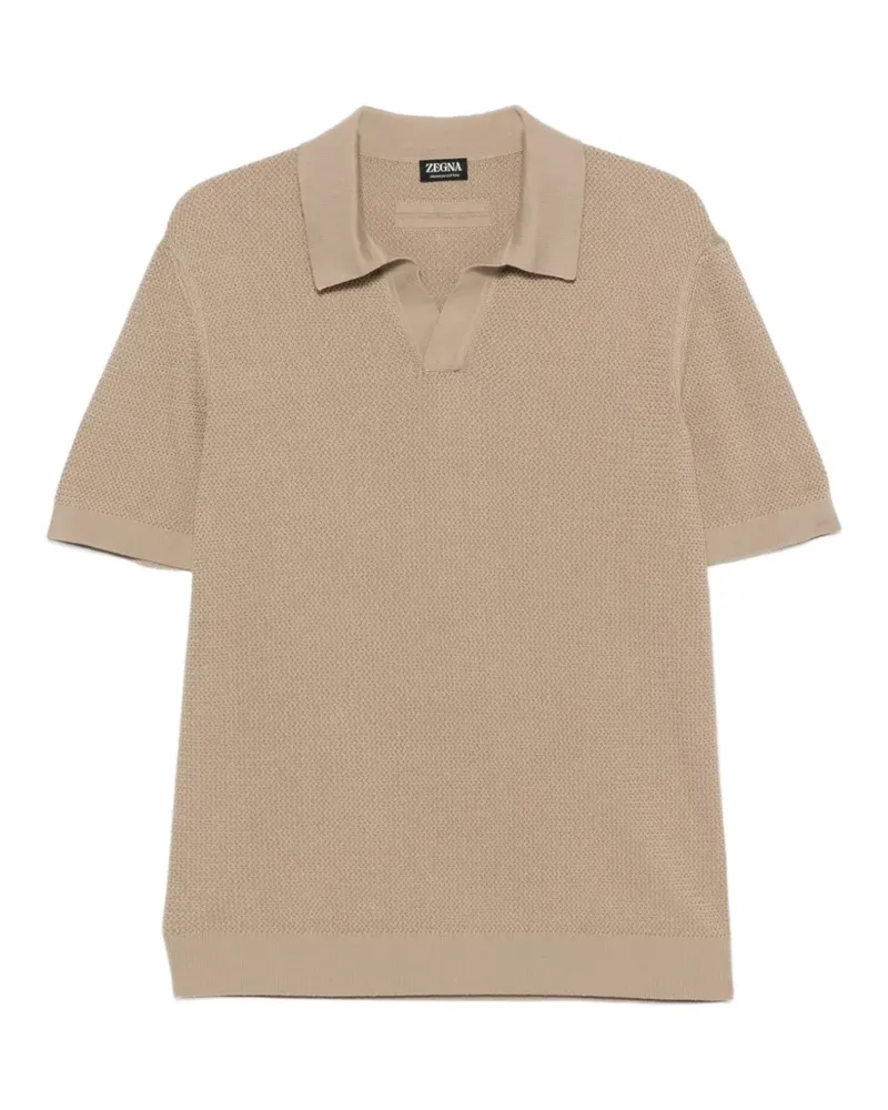 Ermenegildo Zegna waffle-knit V-neck T-shirt - Nude Nude