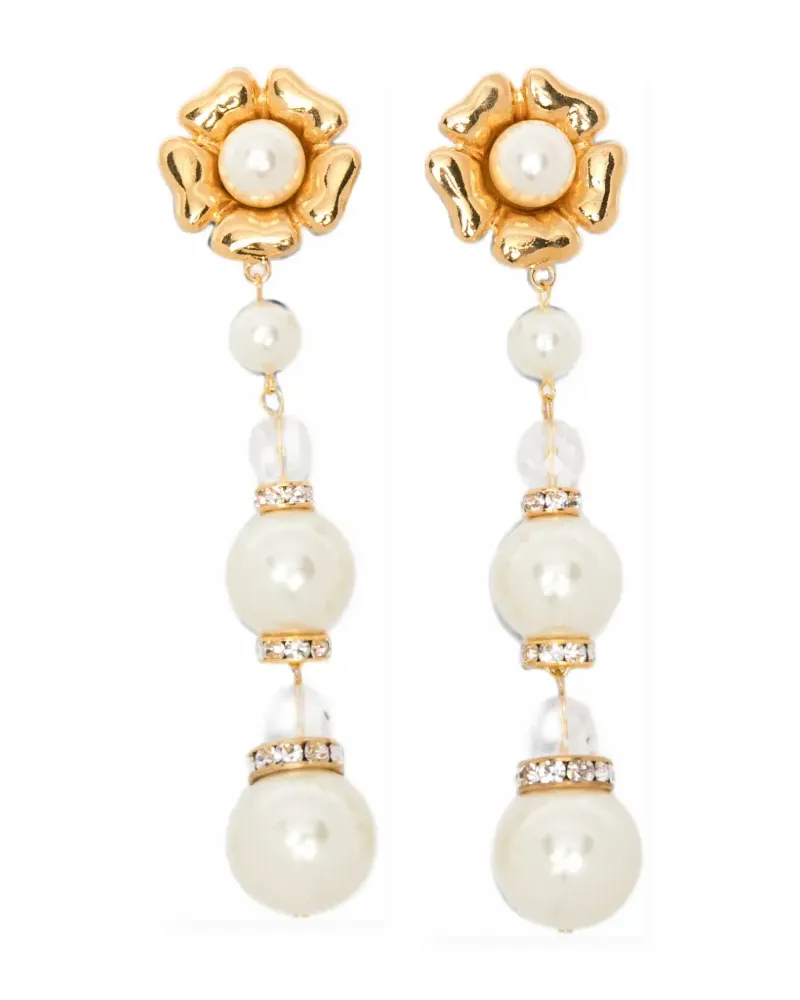 Alessandra Rich faux-pearl drop earrings - Gold Gold